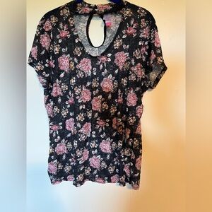 No Boundaries Black and Pink Cut Out Blouse